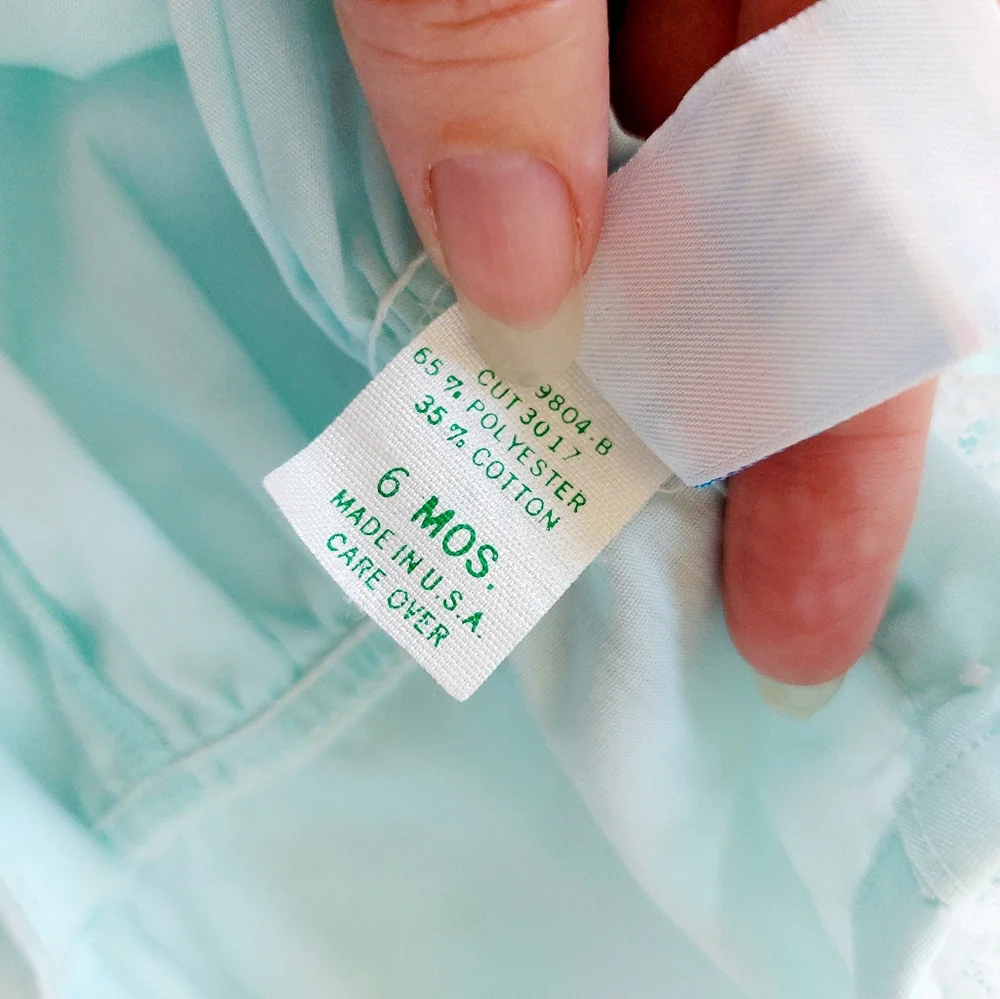 80s Infant Romper Light‎ Blue Ruffle Bum size 6m Toddle Tyke Cottagecore